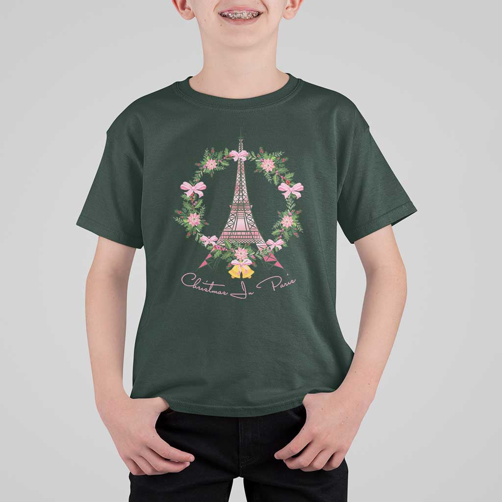 Joyeux Noel Eiffel Tower Christmas In Paris T Shirt For Kid - Wonder Print Shop