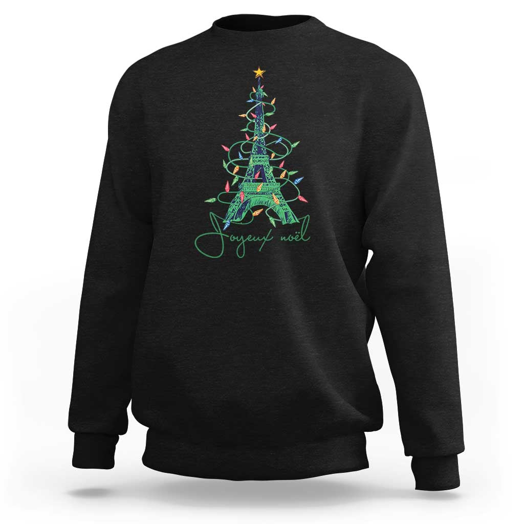 Joyeux Noel Eiffel Tower Christmas Tree Sweatshirt - Wonder Print Shop