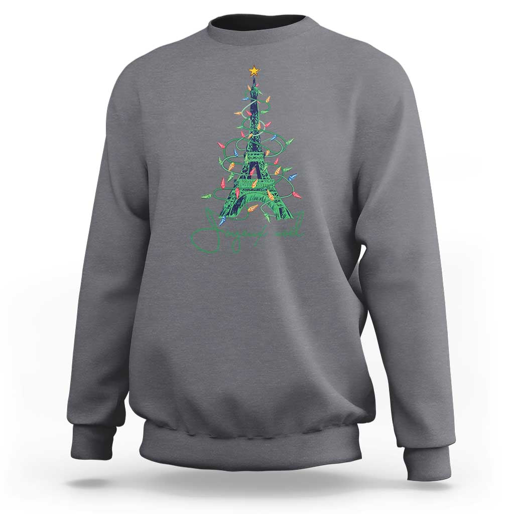 Joyeux Noel Eiffel Tower Christmas Tree Sweatshirt - Wonder Print Shop