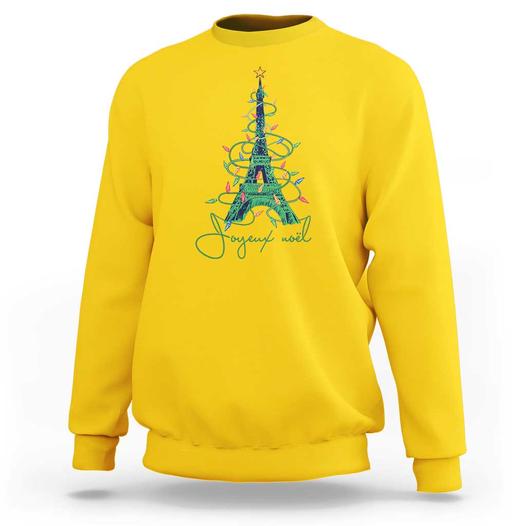 Joyeux Noel Eiffel Tower Christmas Tree Sweatshirt - Wonder Print Shop