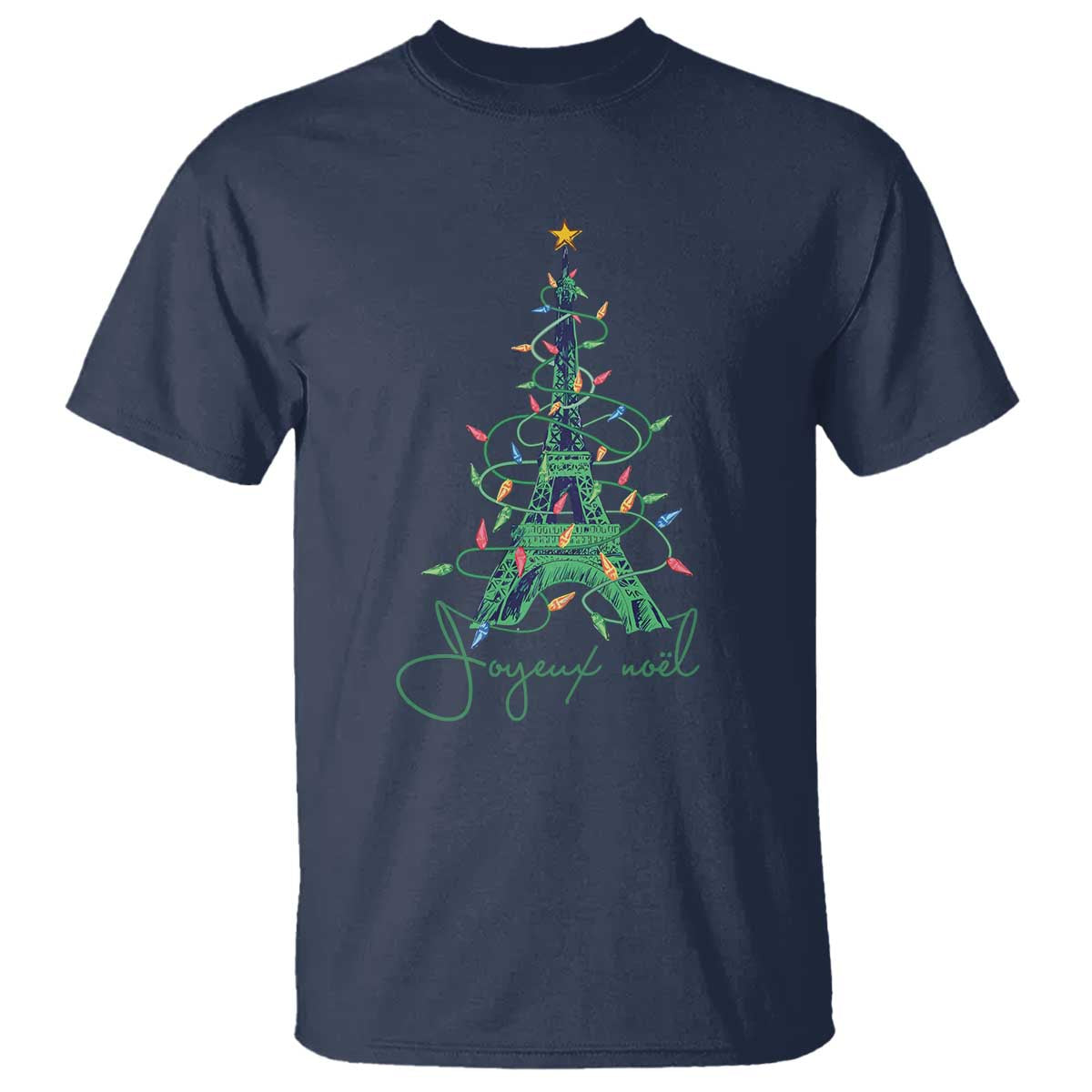 Joyeux Noel Eiffel Tower Christmas Tree T Shirt - Wonder Print Shop