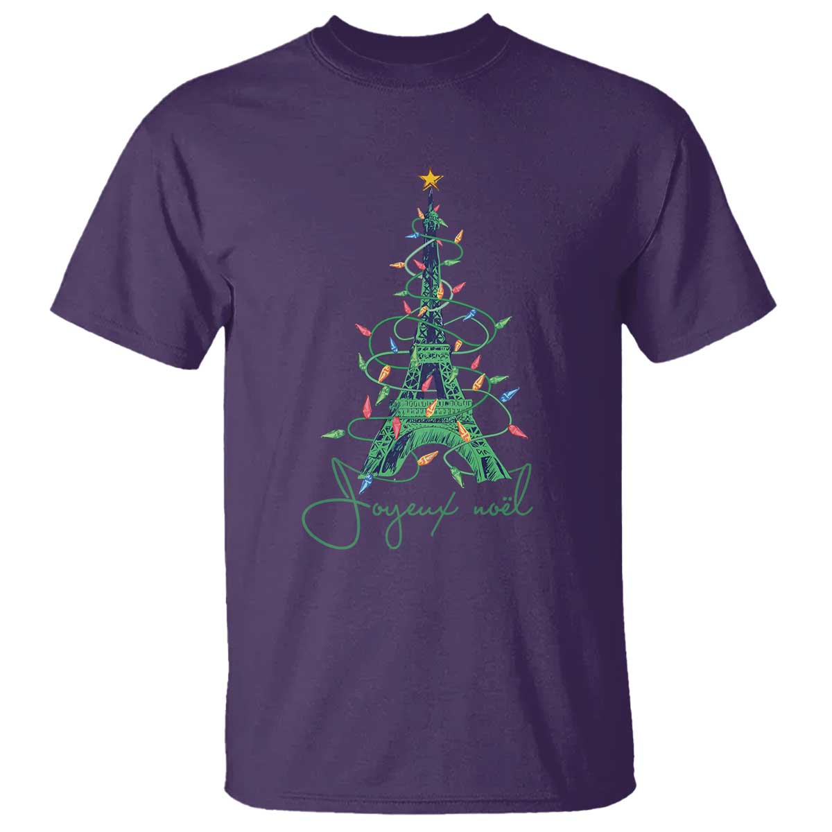 Joyeux Noel Eiffel Tower Christmas Tree T Shirt - Wonder Print Shop