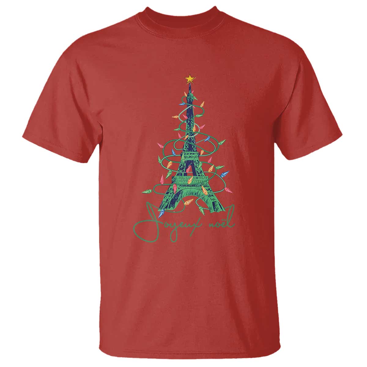 Joyeux Noel Eiffel Tower Christmas Tree T Shirt - Wonder Print Shop