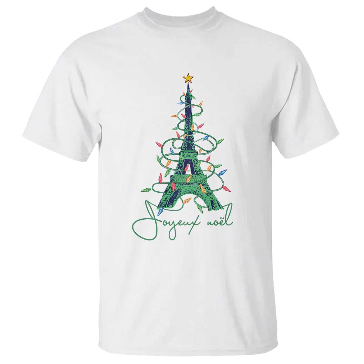 Joyeux Noel Eiffel Tower Christmas Tree T Shirt - Wonder Print Shop
