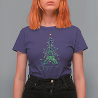 Joyeux Noel Eiffel Tower Christmas Tree T Shirt For Women - Wonder Print Shop