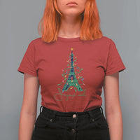 Joyeux Noel Eiffel Tower Christmas Tree T Shirt For Women - Wonder Print Shop