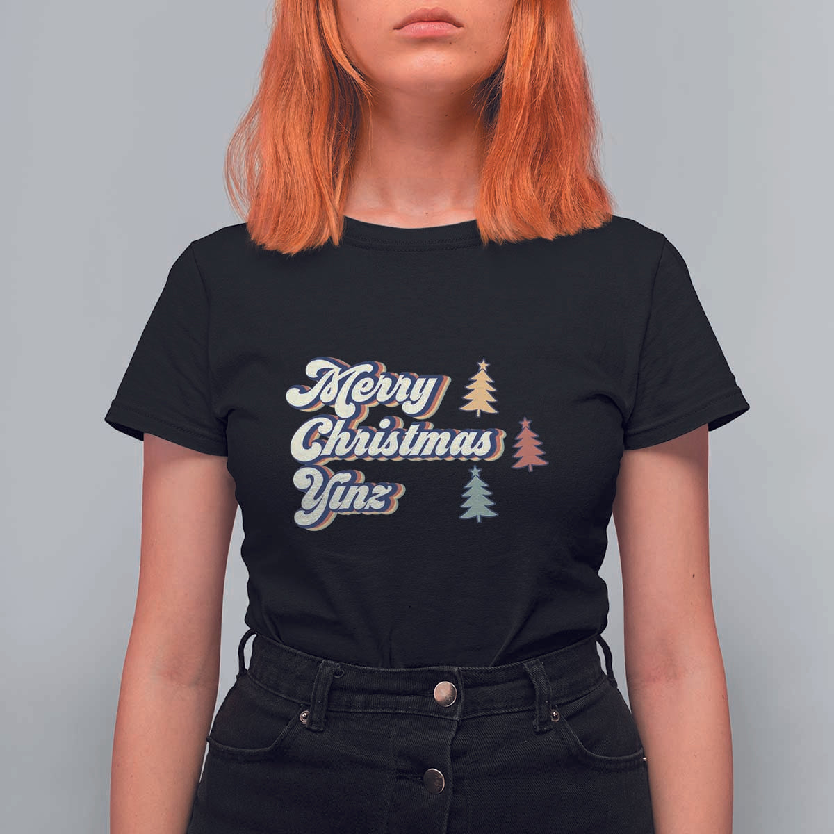 Funny Merry Christmas Yinz Pittsburgh T Shirt For Women - Wonder Print Shop