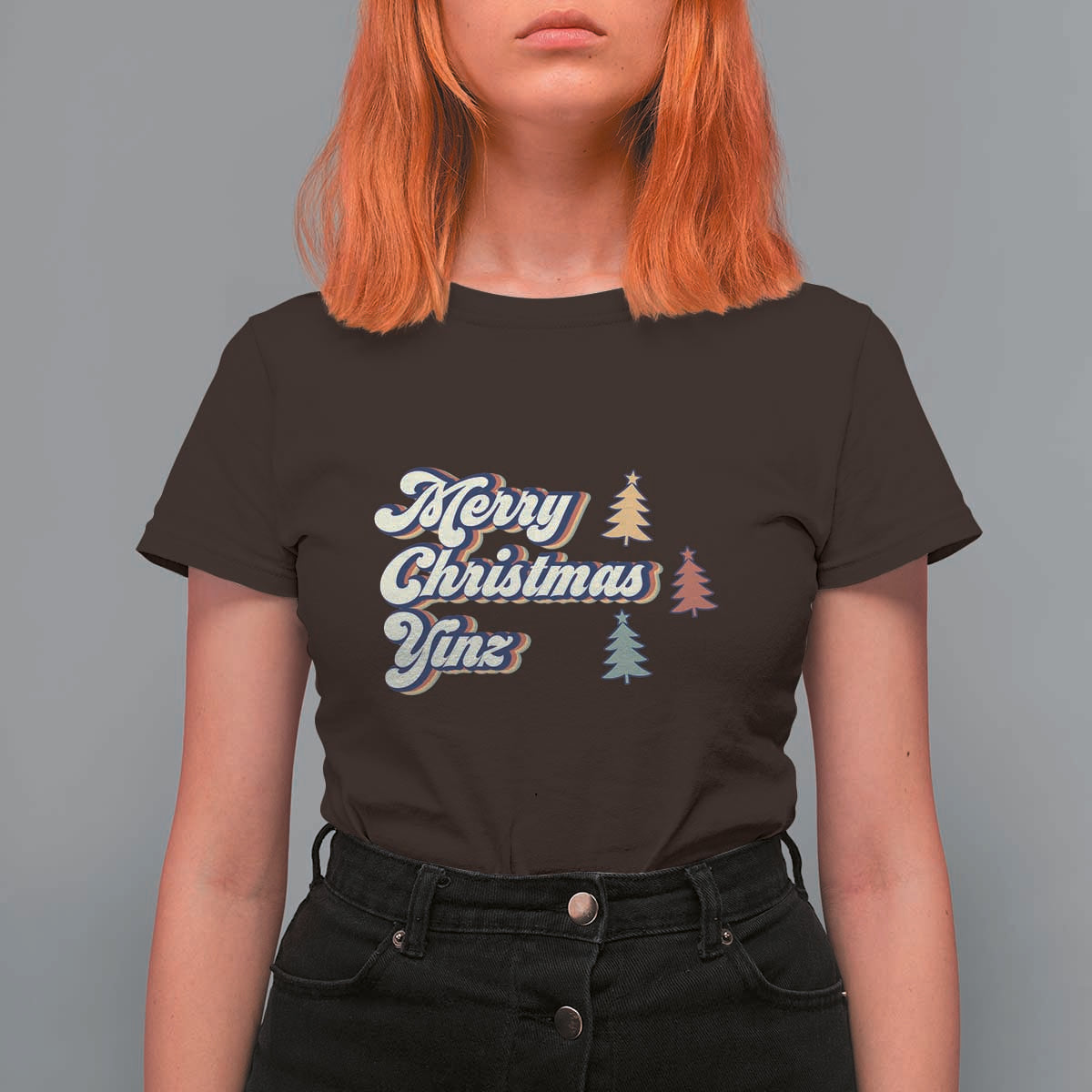 Funny Merry Christmas Yinz Pittsburgh T Shirt For Women - Wonder Print Shop