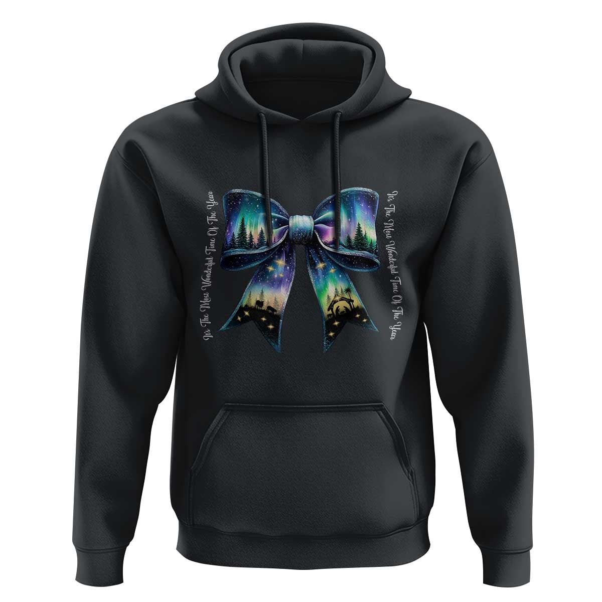 Christmas Alaska Aurora Hoodie Christian Most Wonderful Time Of The Year Coquette Bow