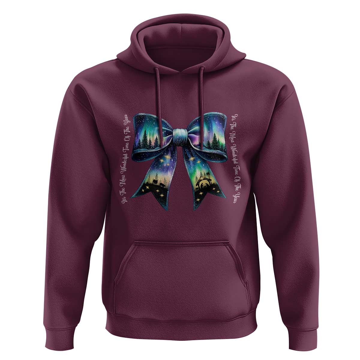 Christmas Alaska Aurora Hoodie Christian Most Wonderful Time Of The Year Coquette Bow