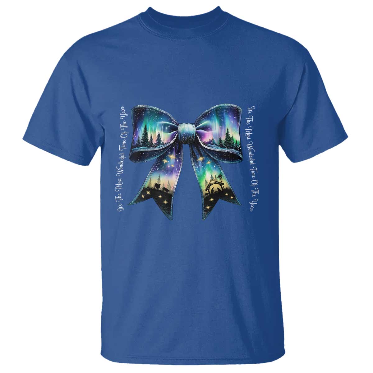 Christmas Alaska Aurora T Shirt Christian Most Wonderful Time Of The Year Coquette Bow - Wonder Print Shop