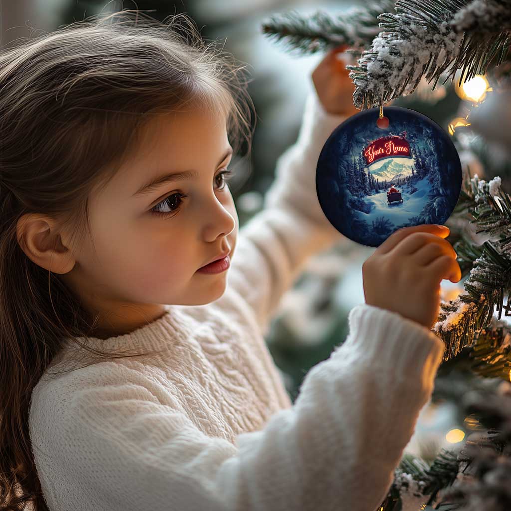 Personalize Santa Sleigh Christmas Ornament Custom Name Winter Snow Season - Wonder Print Shop