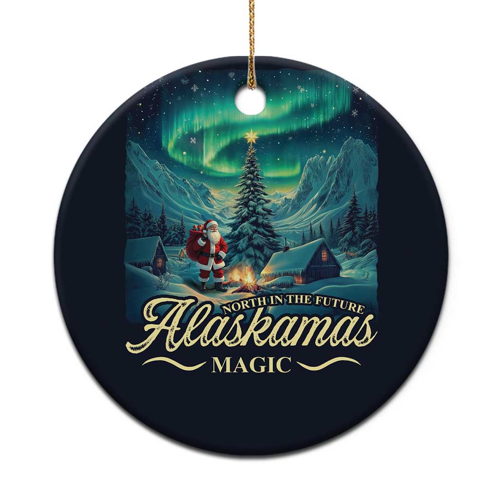 Xmas In Alaska Christmas Ornament Alaskamas Magic Aurora Santa - Wonder Print Shop