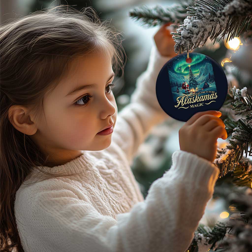Xmas In Alaska Christmas Ornament Alaskamas Magic Aurora Santa - Wonder Print Shop