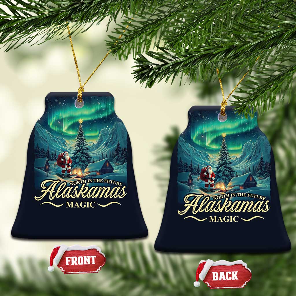 Xmas In Alaska Christmas Ornament Alaskamas Magic Aurora Santa - Wonder Print Shop
