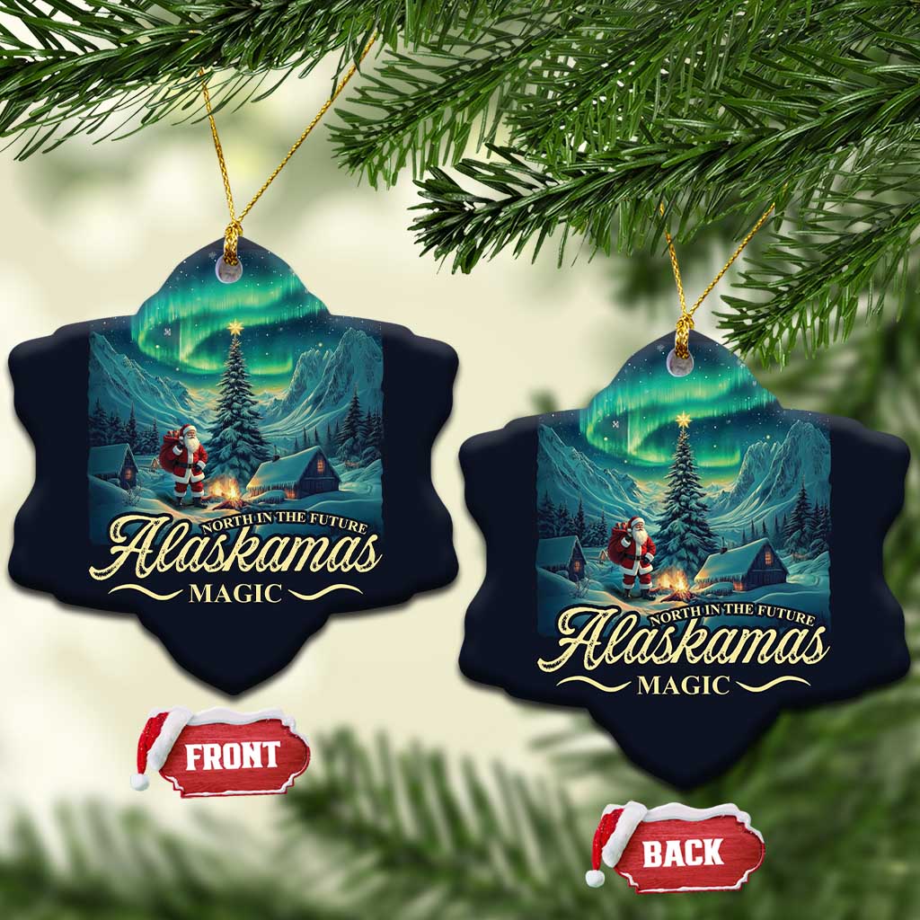 Xmas In Alaska Christmas Ornament Alaskamas Magic Aurora Santa - Wonder Print Shop