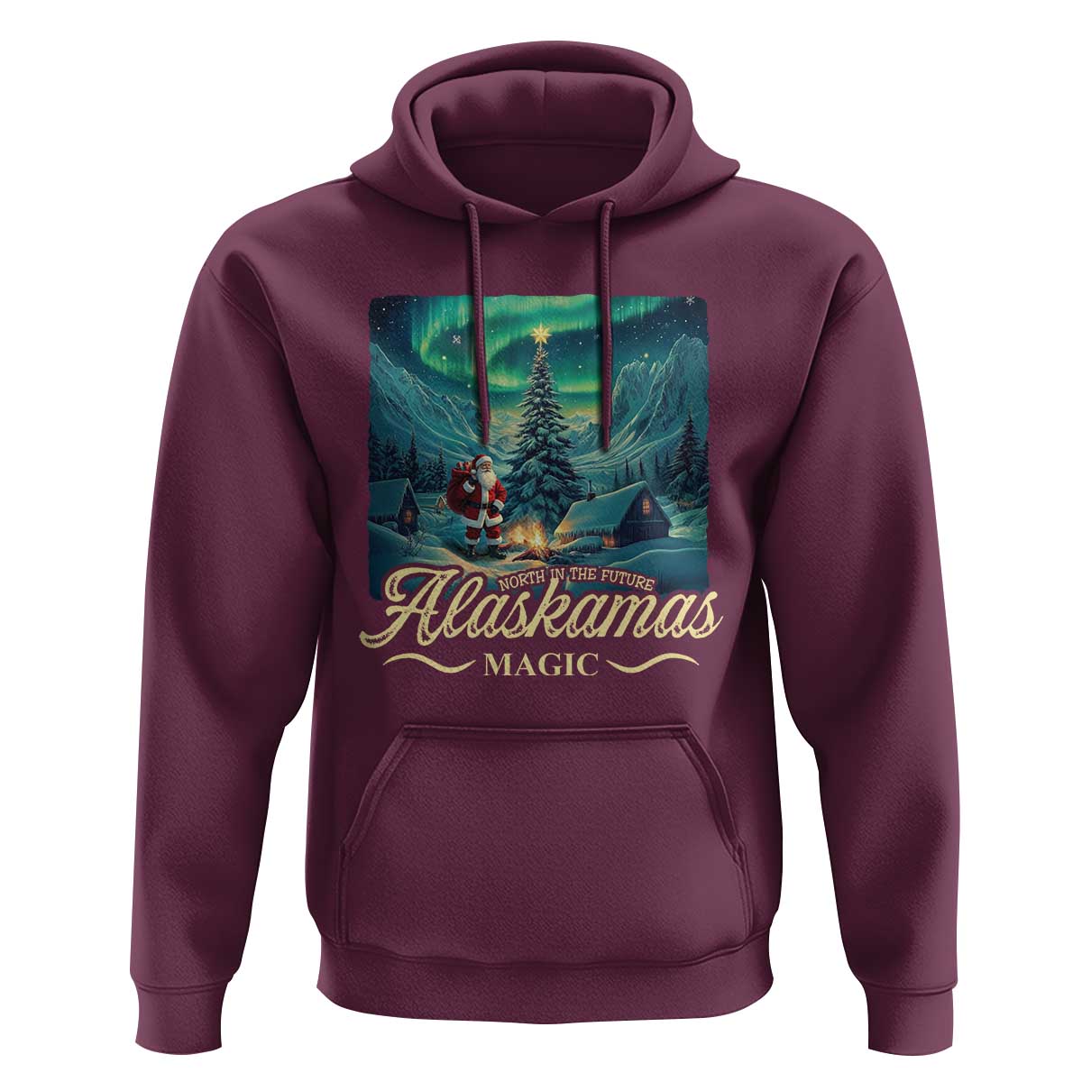 Xmas In Alaska Hoodie Alaskamas Magic Aurora Santa