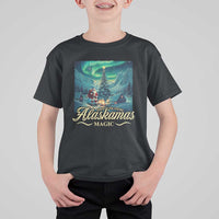 Xmas In Alaska T Shirt For Kid Alaskamas Magic Aurora Santa - Wonder Print Shop