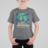 Xmas In Alaska T Shirt For Kid Alaskamas Magic Aurora Santa - Wonder Print Shop