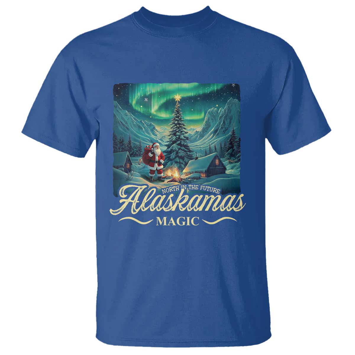 Xmas In Alaska T Shirt Alaskamas Magic Aurora Santa - Wonder Print Shop