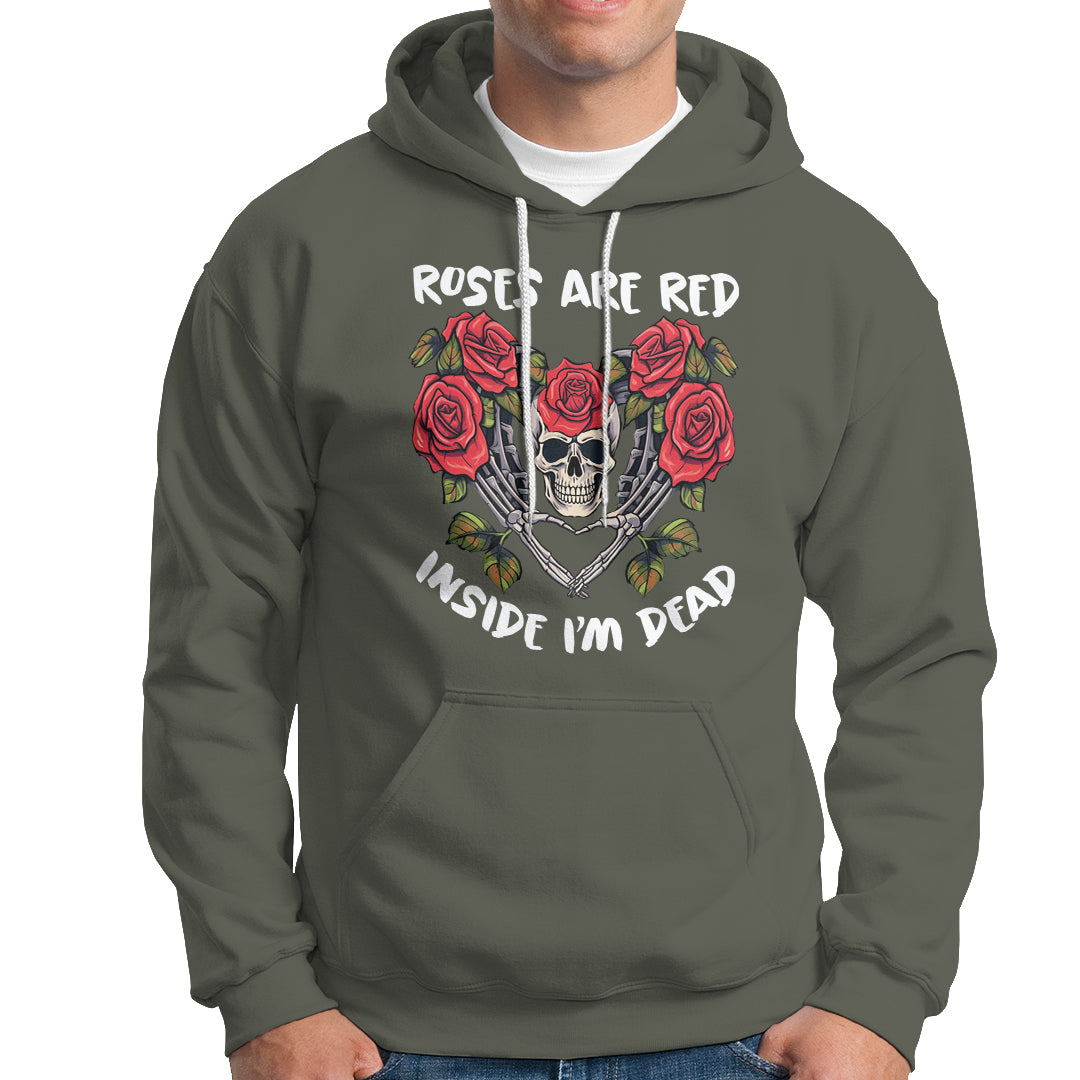 Valentine's Day Hoodie Roses are Red Inside I'm Dead Skeleton Heart Shape - Wonder Print Shop