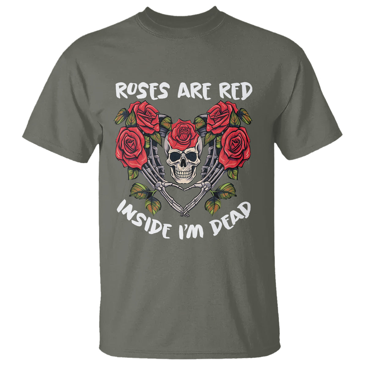 Valentine's Day T Shirt Roses are Red Inside I'm Dead Skeleton Heart Shape - Wonder Print Shop
