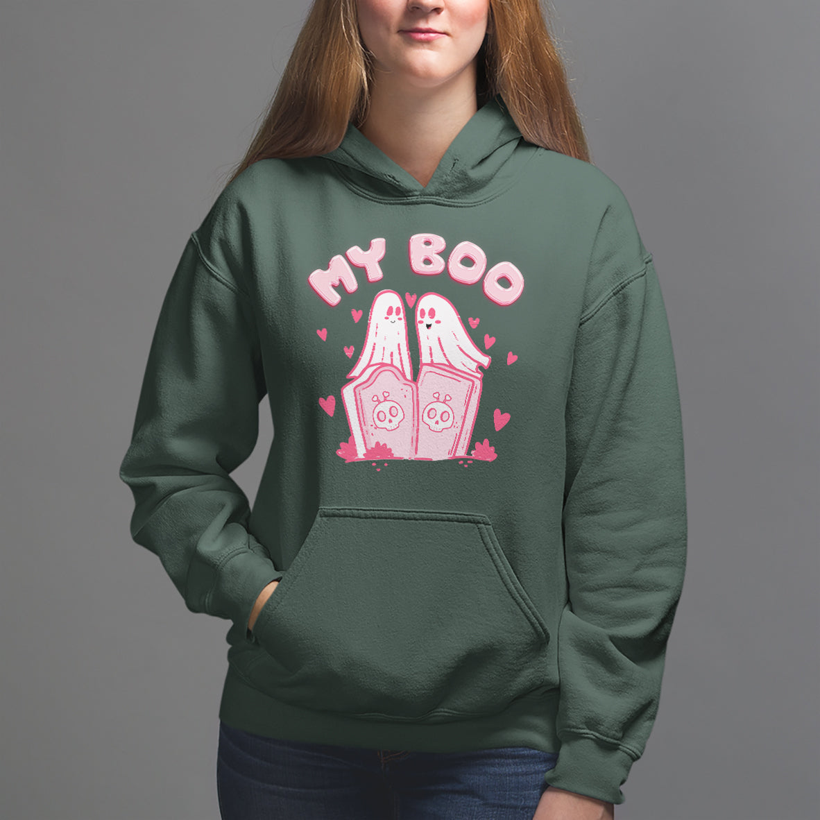 Valentine's Day Hoodie My Boo Cute Lover Couple Ghost - Wonder Print Shop
