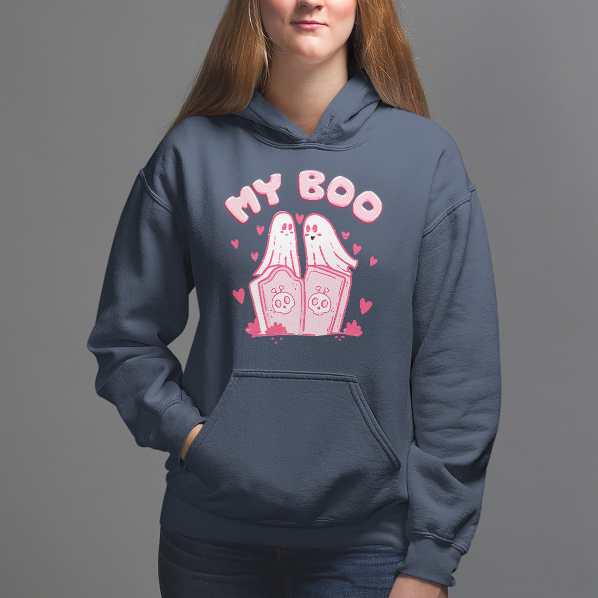 Valentine's Day Hoodie My Boo Cute Lover Couple Ghost - Wonder Print Shop