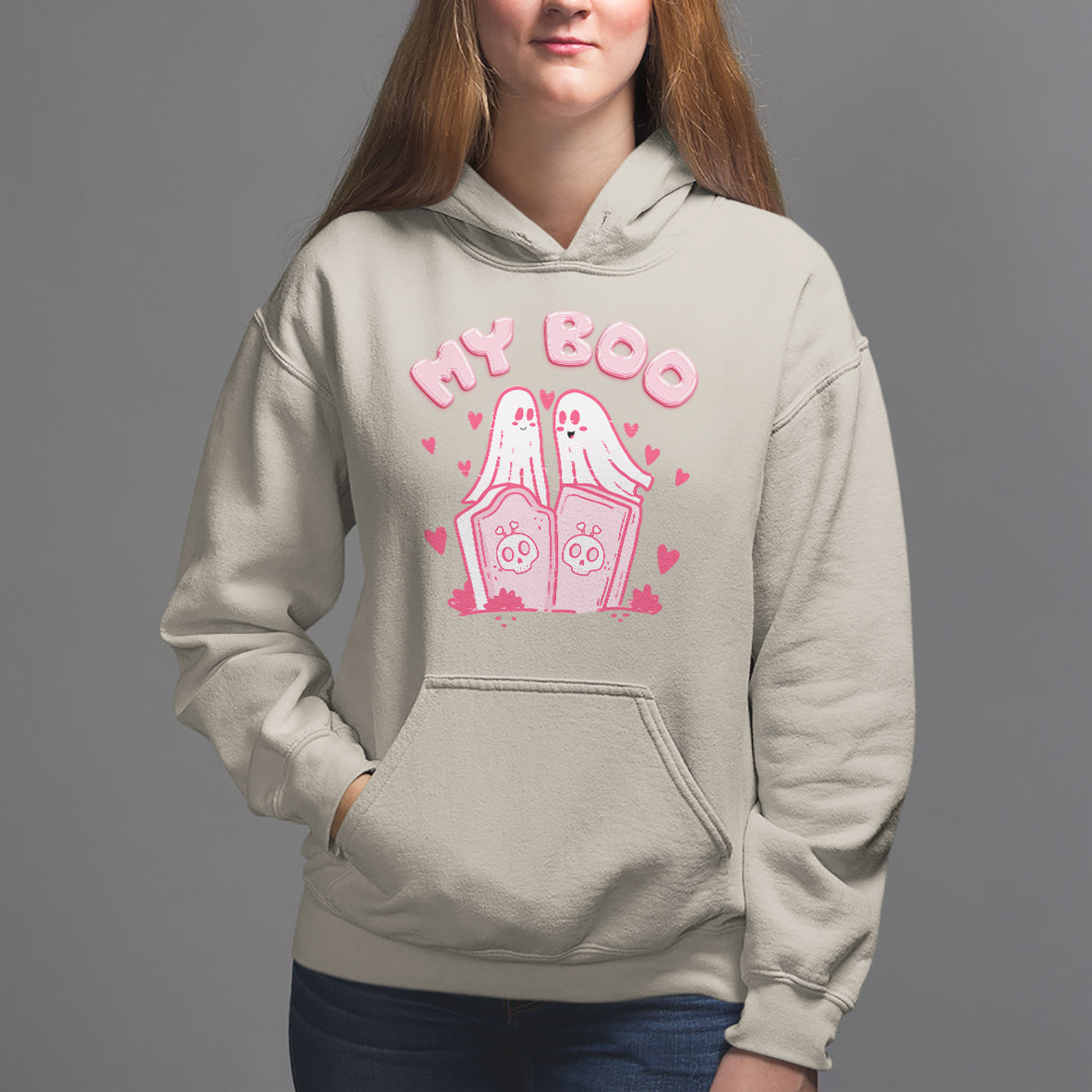 Valentine's Day Hoodie My Boo Cute Lover Couple Ghost - Wonder Print Shop