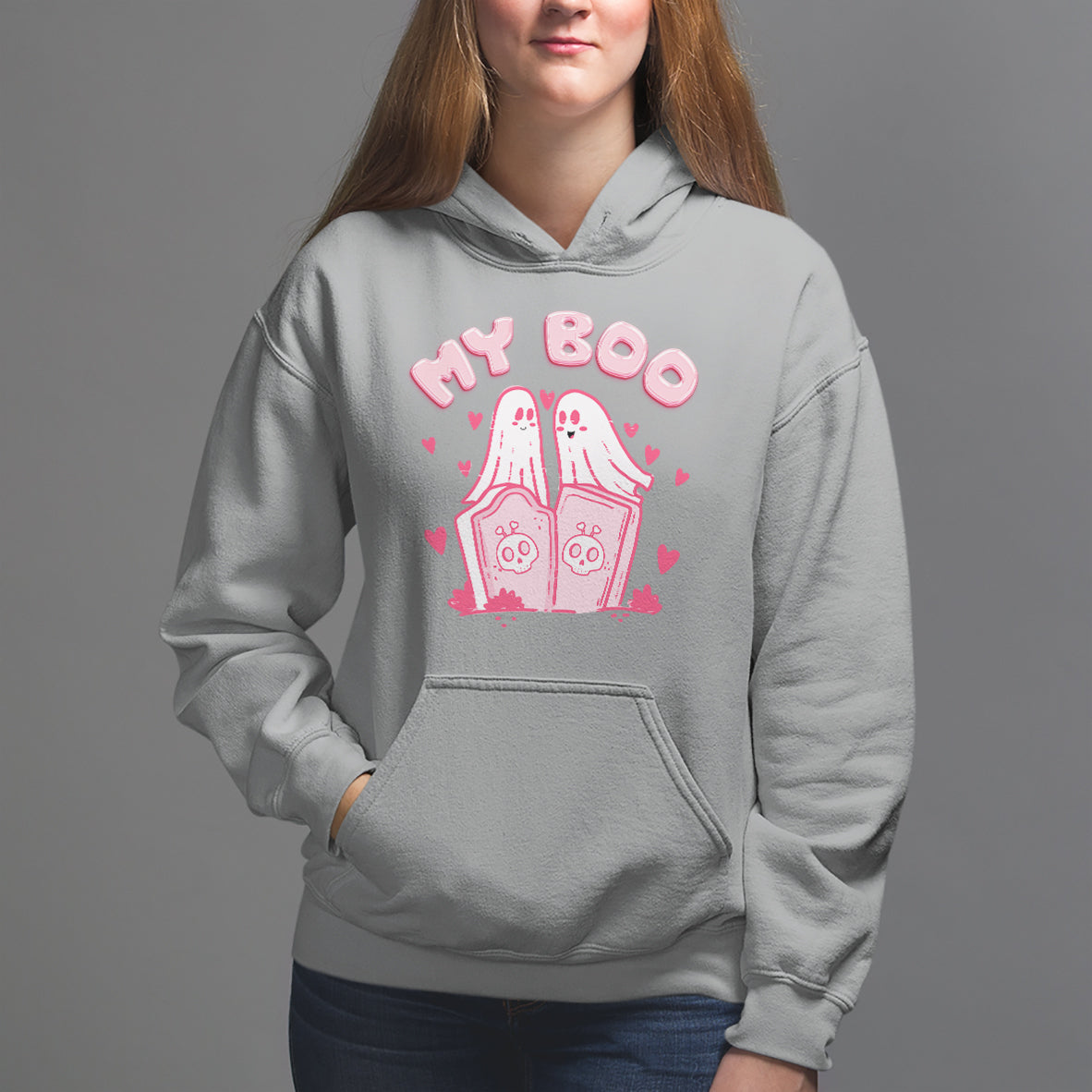 Valentine's Day Hoodie My Boo Cute Lover Couple Ghost - Wonder Print Shop