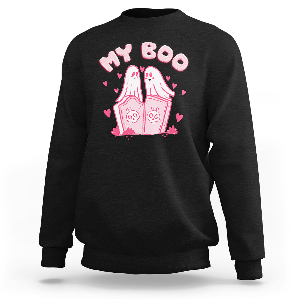 Valentine's Day Sweatshirt My Boo Cute Lover Couple Ghost - Wonder Print Shop