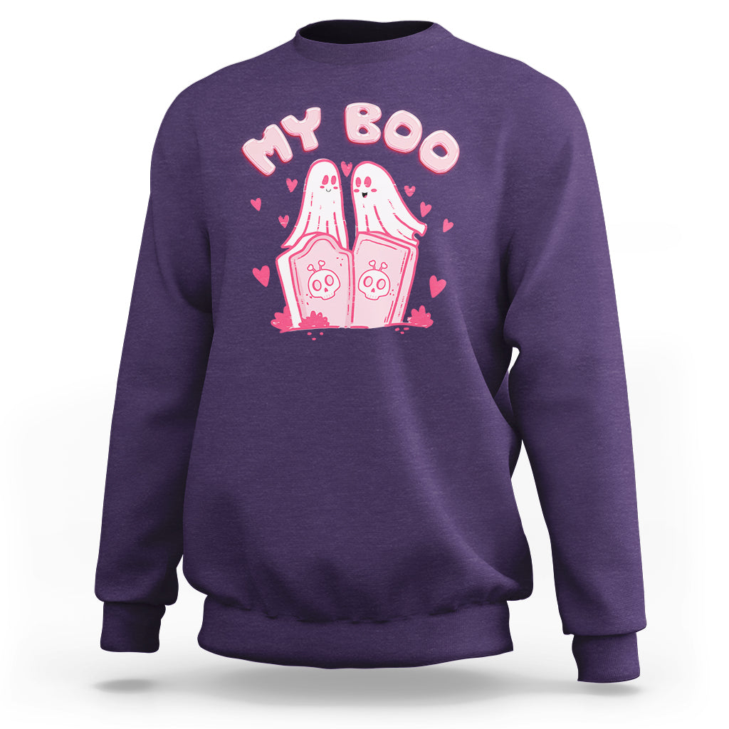 Valentine's Day Sweatshirt My Boo Cute Lover Couple Ghost - Wonder Print Shop