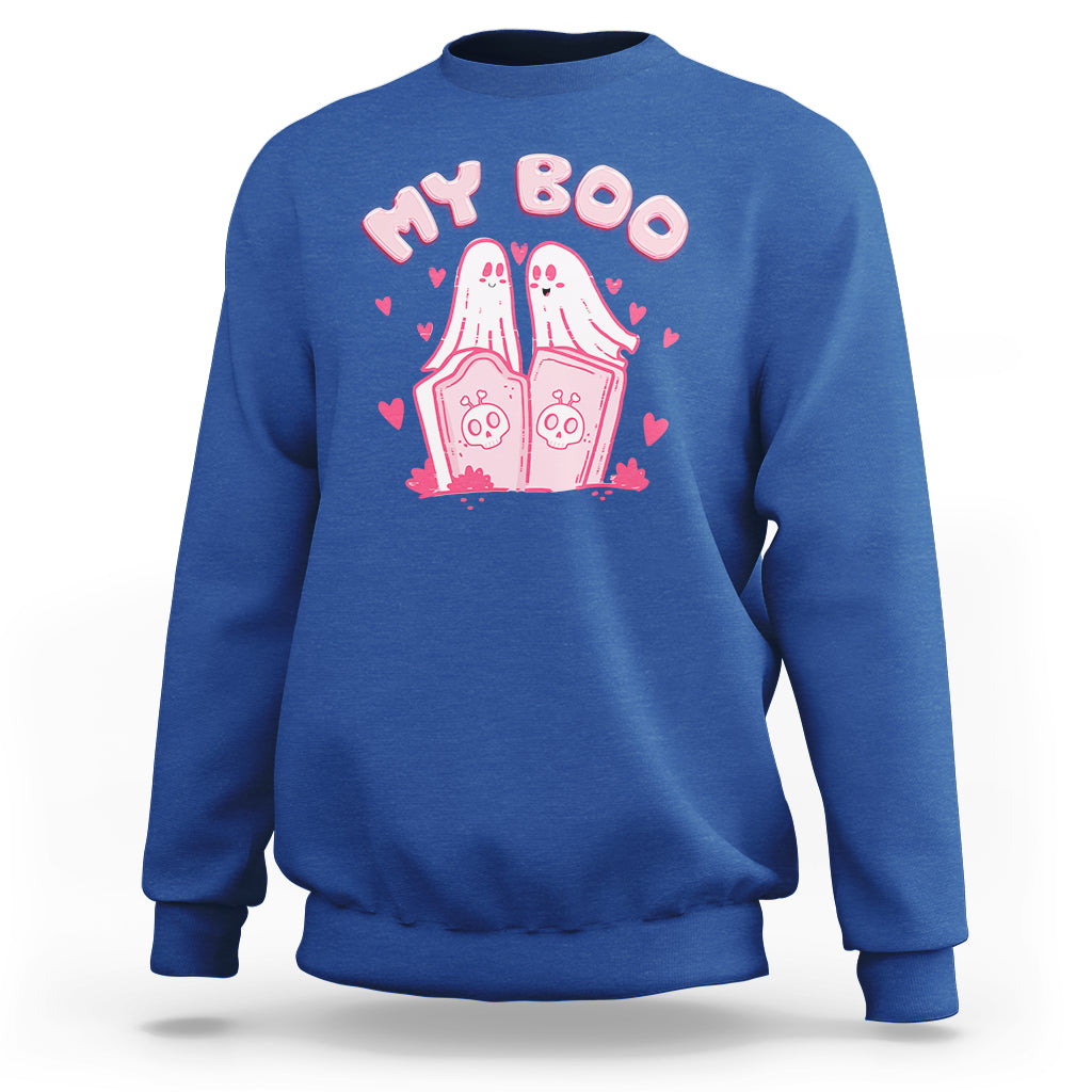 Valentine's Day Sweatshirt My Boo Cute Lover Couple Ghost - Wonder Print Shop