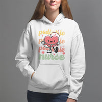 Valentine's Day Hoodie Retro Pediatric Nurse Cute Heart Stethoscope - Wonder Print Shop