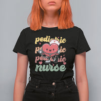 Valentine's Day T Shirt For Women Retro Pediatric Nurse Cute Heart Stethoscope - Wonder Print Shop