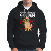 Valentine's Day Hoodie My Valentine Is Golden Retriever Cute Pet Dog Rose - Wonder Print Shop
