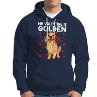 Valentine's Day Hoodie My Valentine Is Golden Retriever Cute Pet Dog Rose - Wonder Print Shop