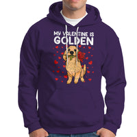 Valentine's Day Hoodie My Valentine Is Golden Retriever Cute Pet Dog Rose - Wonder Print Shop