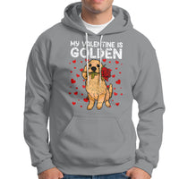 Valentine's Day Hoodie My Valentine Is Golden Retriever Cute Pet Dog Rose - Wonder Print Shop
