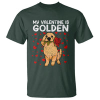 Valentine's Day T Shirt My Valentine Is Golden Retriever Cute Pet Dog Rose - Wonder Print Shop