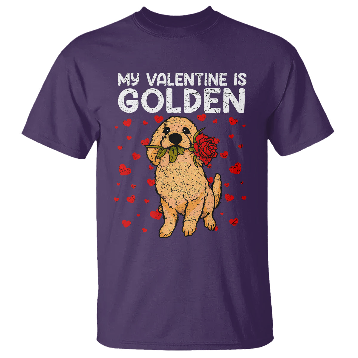 Valentine's Day T Shirt My Valentine Is Golden Retriever Cute Pet Dog Rose - Wonder Print Shop