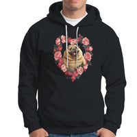 Valentine's Day Hoodie My Valentine Is Pug Cute Pet Dog Rose Heart Shape - Wonder Print Shop