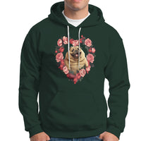 Valentine's Day Hoodie My Valentine Is Pug Cute Pet Dog Rose Heart Shape - Wonder Print Shop