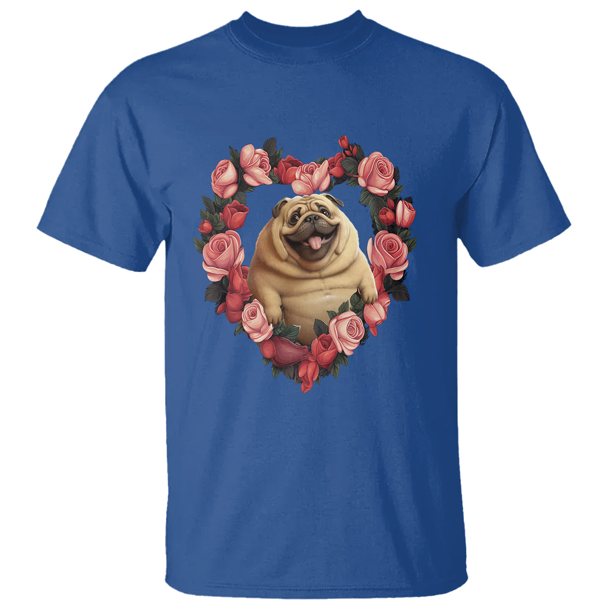 Valentine's Day T Shirt My Valentine Is Pug Cute Pet Dog Rose Heart Shape - Wonder Print Shop