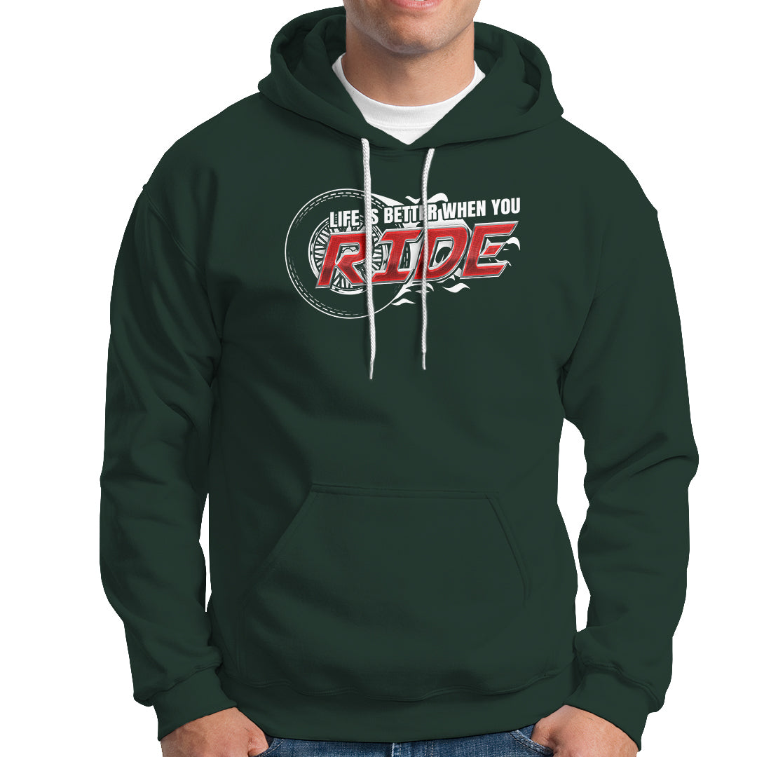 Motorcycle Rider Hoodie Life is Better When You Ride - Wonder Print Shop