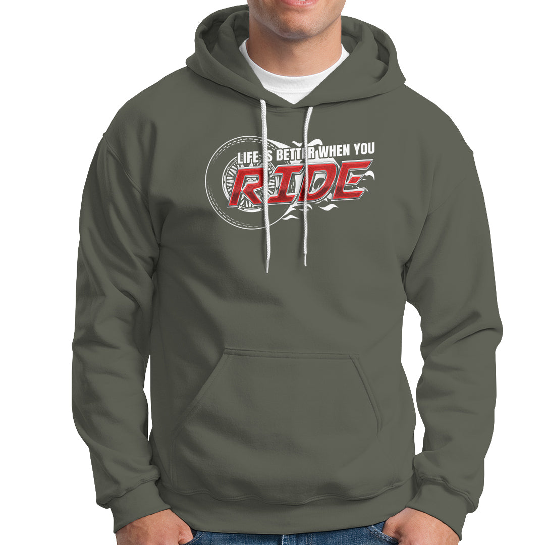 Motorcycle Rider Hoodie Life is Better When You Ride - Wonder Print Shop