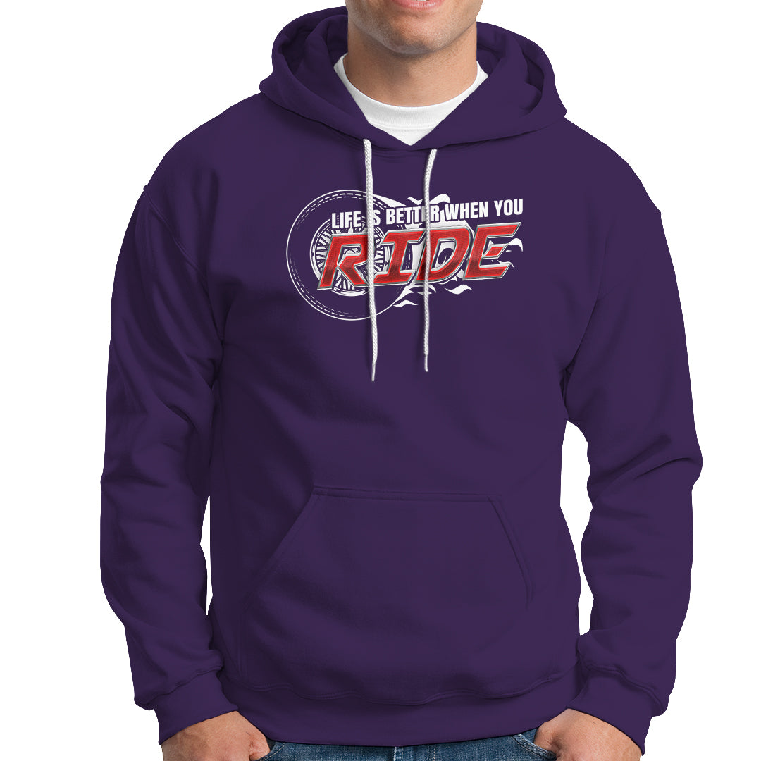 Motorcycle Rider Hoodie Life is Better When You Ride - Wonder Print Shop