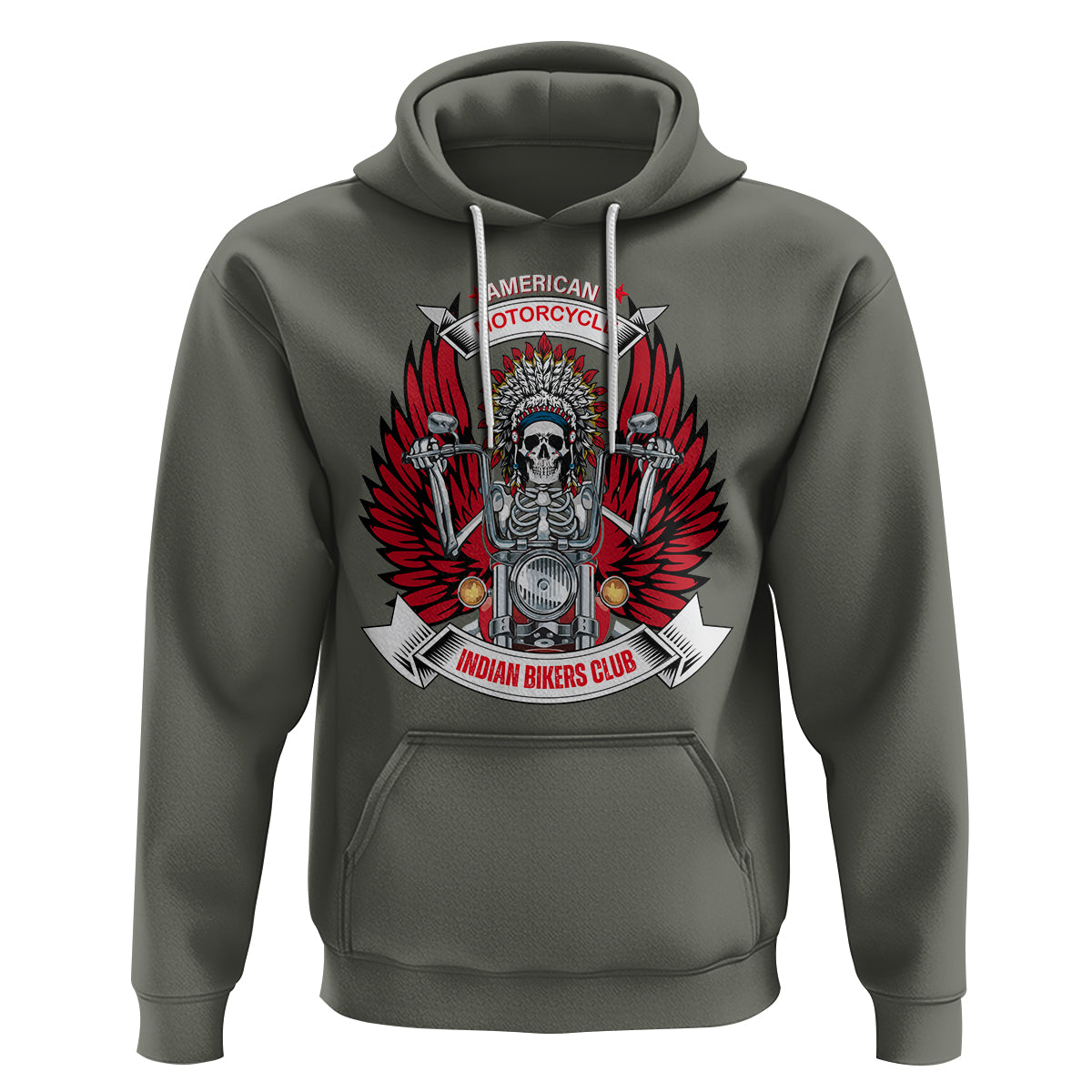 Motorcycle Rider Hoodie American Indian Biker Club - Wonder Print Shop