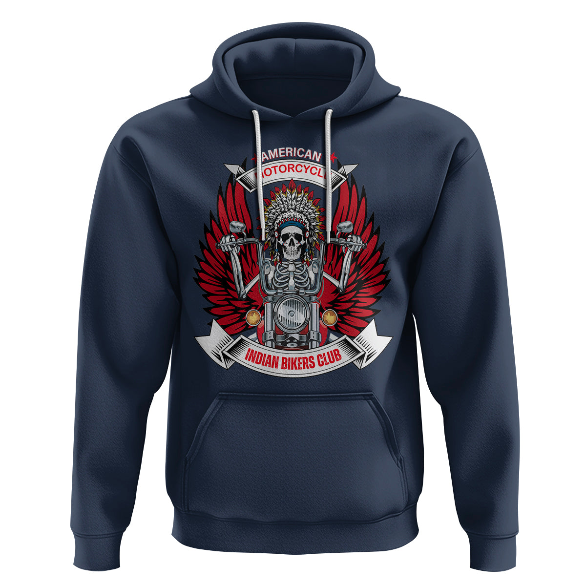 Motorcycle Rider Hoodie American Indian Biker Club - Wonder Print Shop