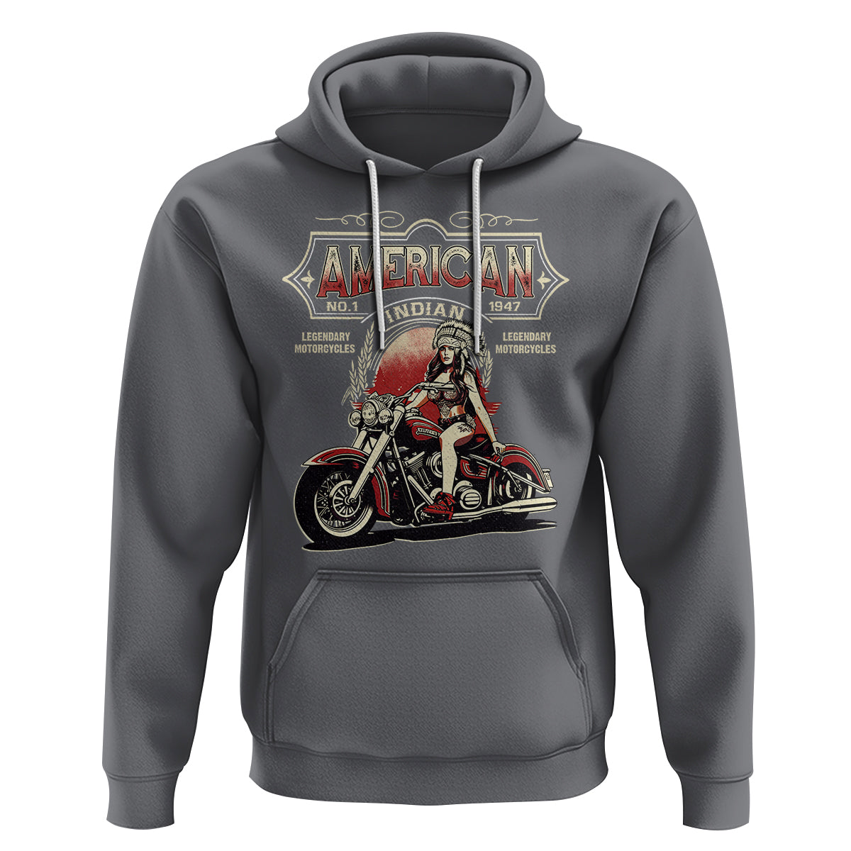 Motorcycle Rider Hoodie American Indian Legendary Retro Biker - Wonder Print Shop